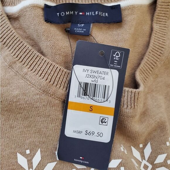 Tommy Hilfiger Striped Cotton Snowflake Sweater sz Sm - Picture 12 of 13